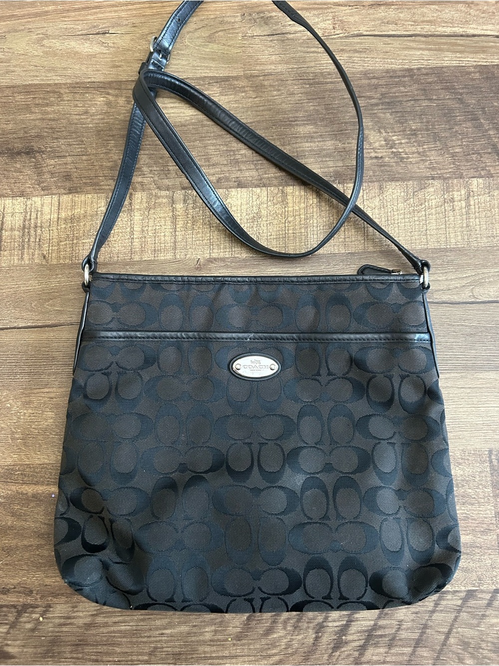 Coach Black Signature Jacquard Crossbody Bag F36378